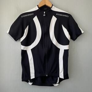 Etxeondo Unisex Size Medium Large Black White Bicycling Bike Zip Jersey Pockets